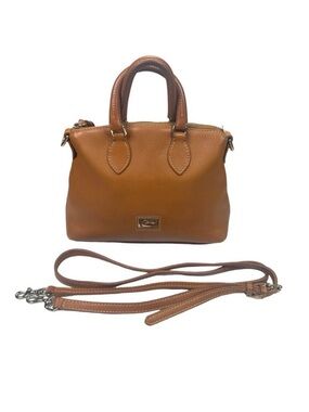 Vintage Dooney & Bourke Brown Pebbled Leather Satchel Crossbody - 9.5”x8”x3.5”